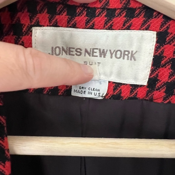 Jones New York: Vintage 80s Orange Black Herringbone Blazer 100% Wool: Size US 4 - Picture 6 of 7